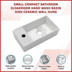 Small Compact Bathroom Cloakroom Hand Wash Basin Sink Ceramic Wall Hung