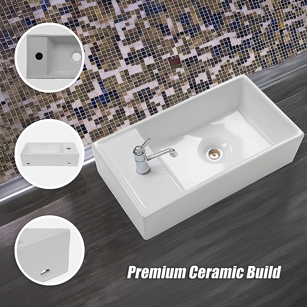 Small Compact Bathroom Cloakroom Hand Wash Basin Sink Ceramic Wall Hung