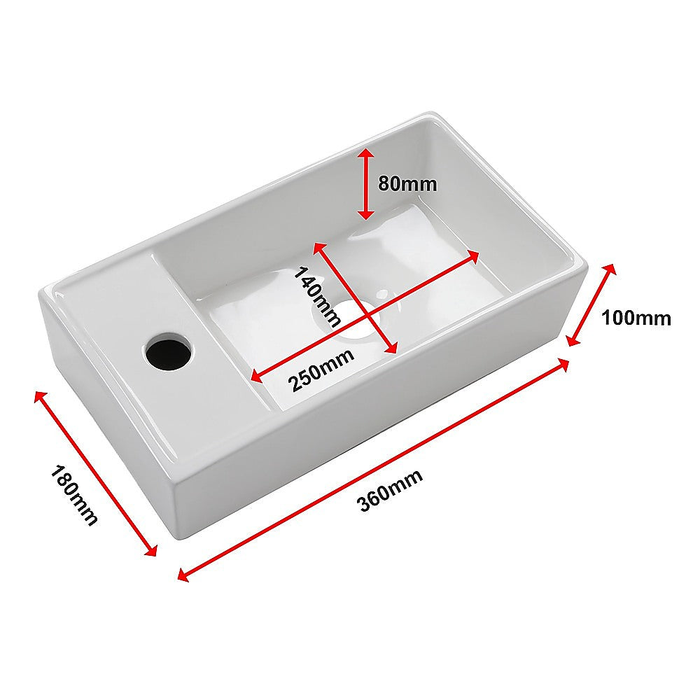Small Compact Bathroom Cloakroom Hand Wash Basin Sink Ceramic Wall Hung