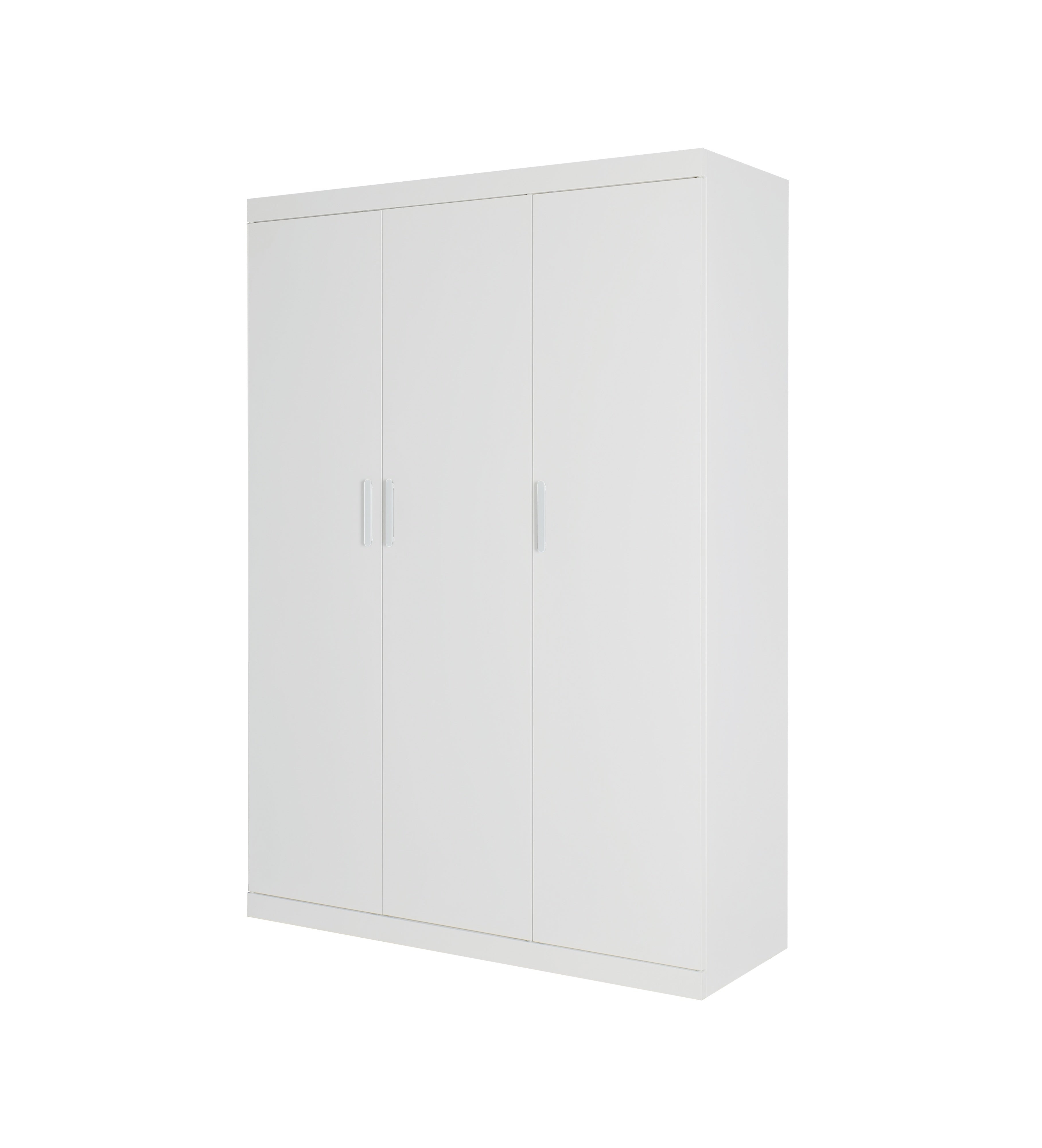 Elegant White Gloss 3-Door Wardrobe with Shelves