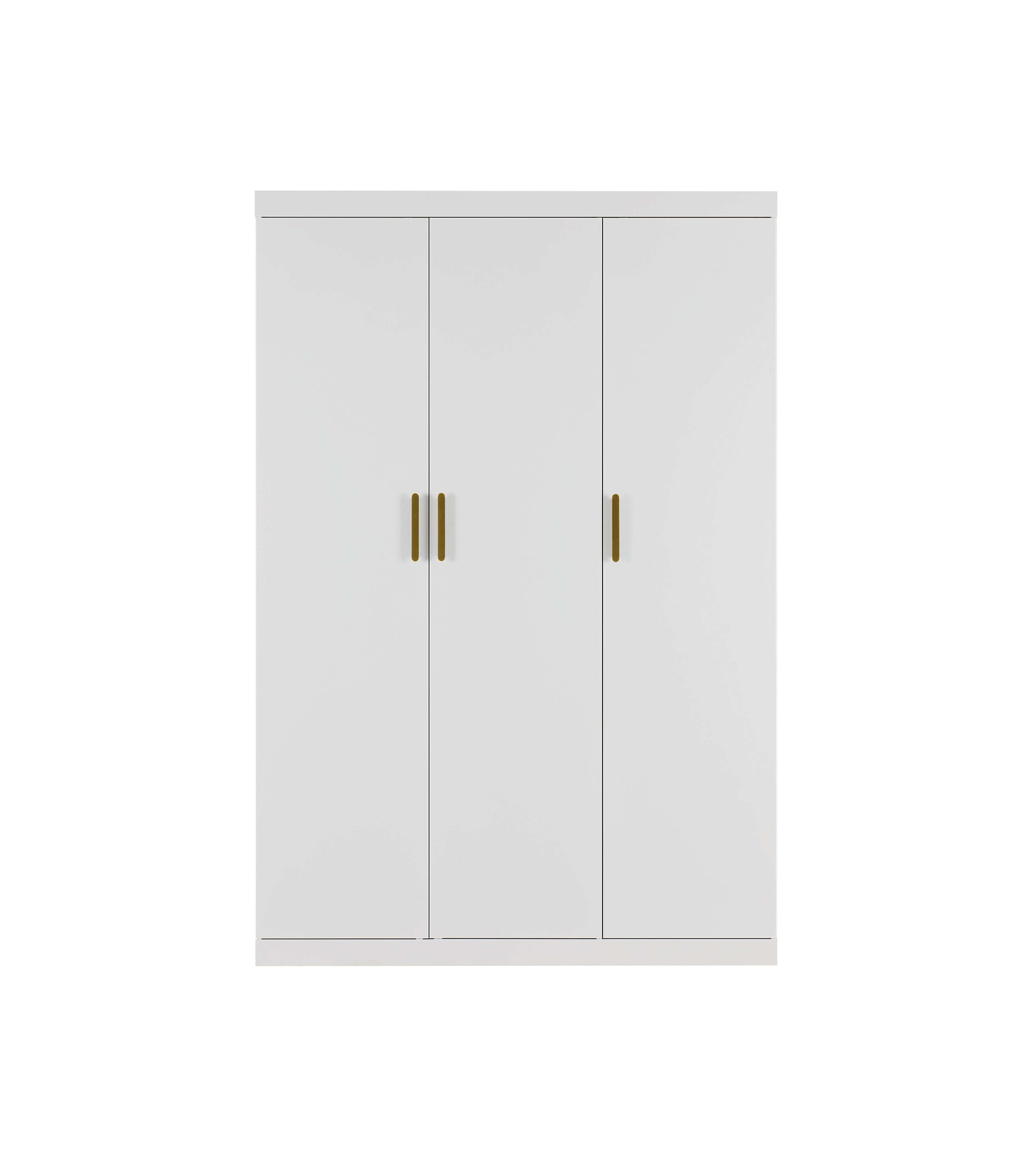 Elegant 3 Door White Gloss Wardrobe with Gold Handles