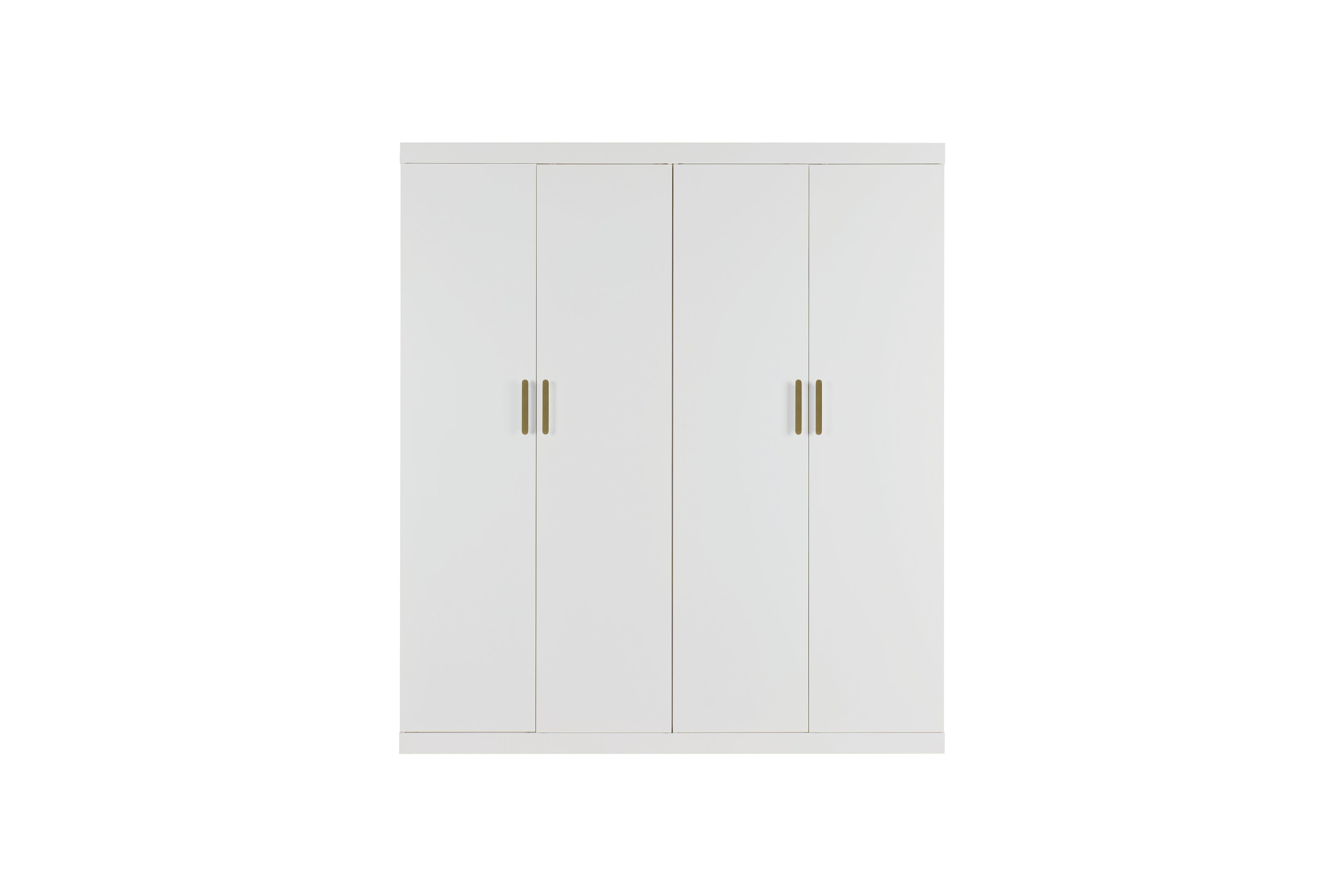 Elegant White Gloss 4 Door Wardrobe with Gold Handles