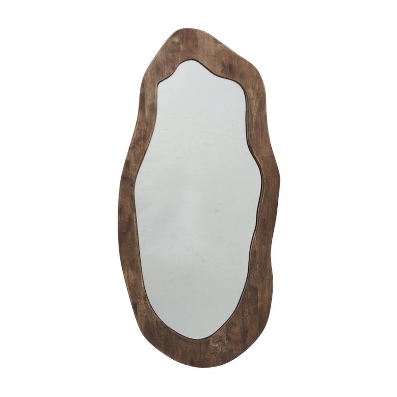 Mid Century Asymmetric Wood Framed Wall Mirror 49x100cm