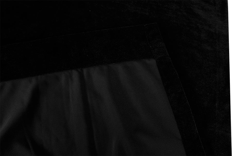 Thick Faux Mink Velvet Black Curtains Pair