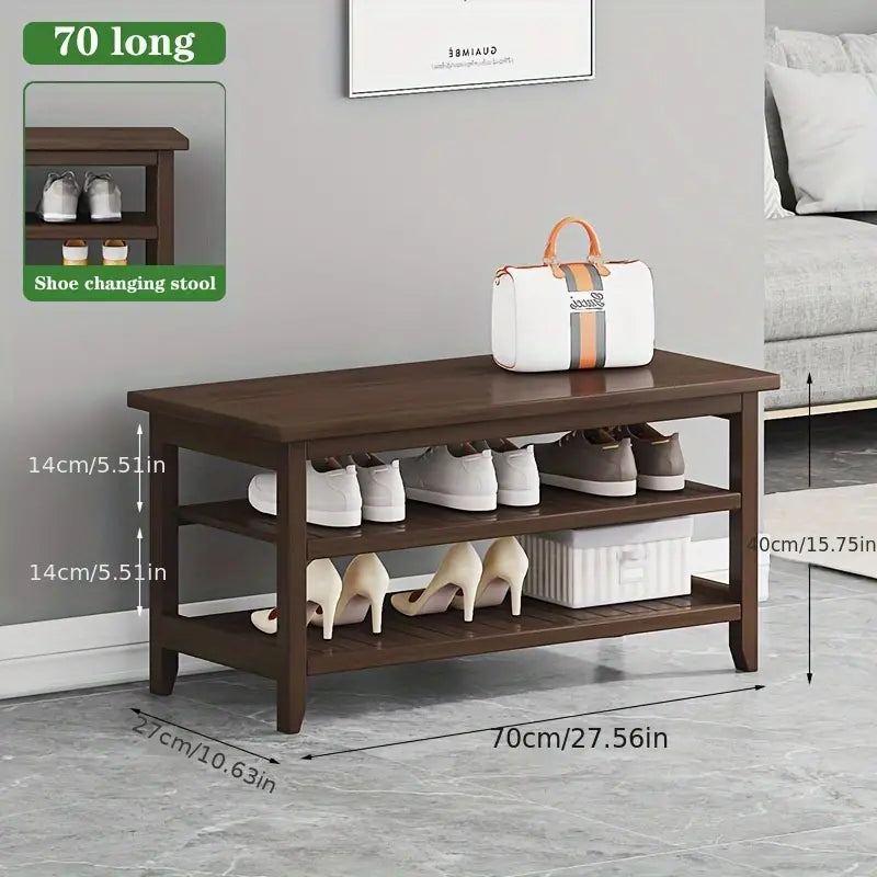 Elegant Bamboo Shoe Changing Stool Rack