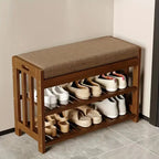 Elegant 2-Tier Bamboo Shoe Rack Bench