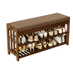 Elegant 2-Tier Bamboo Shoe Rack Bench