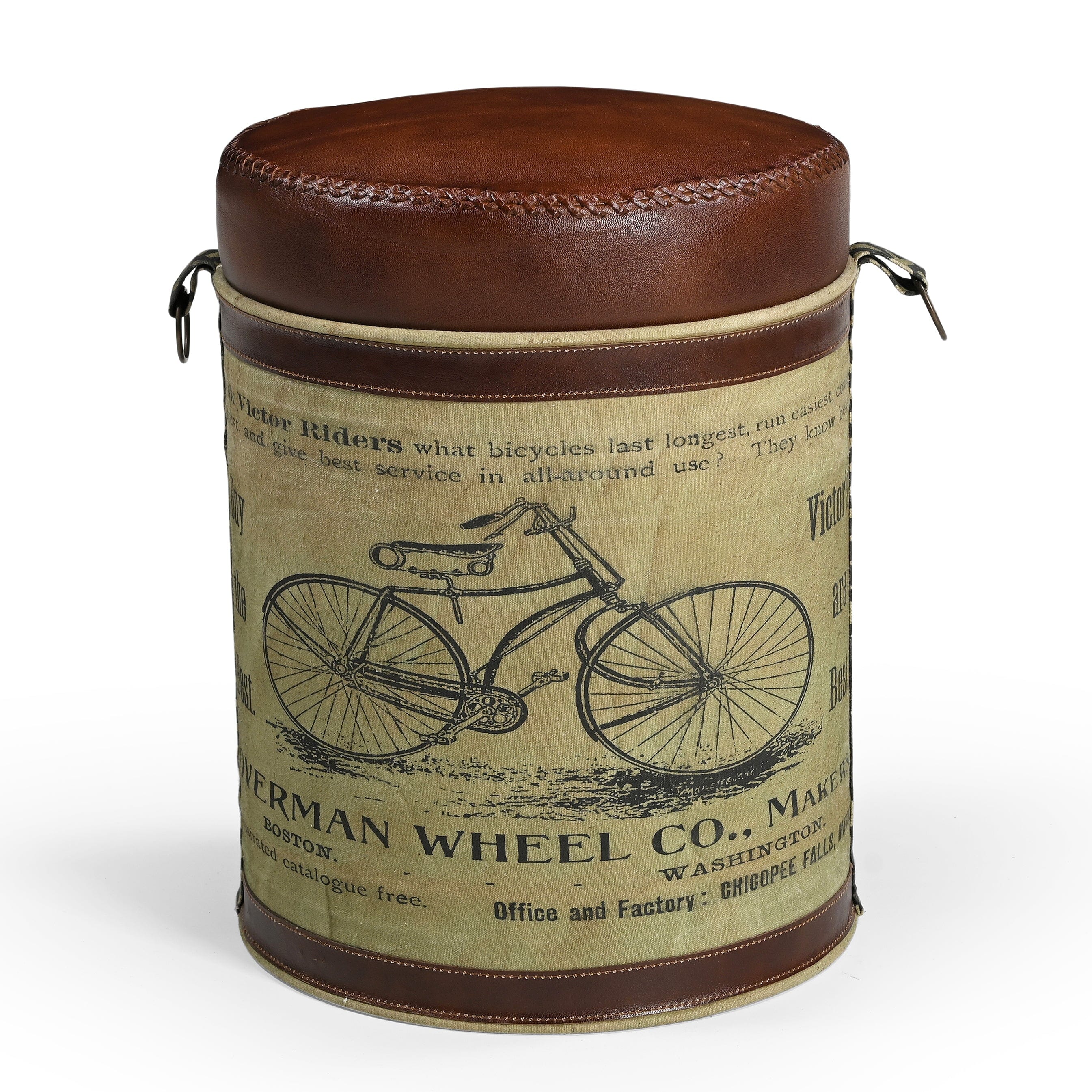 Cylindrical Bicycle Ottoman: A Touch of History