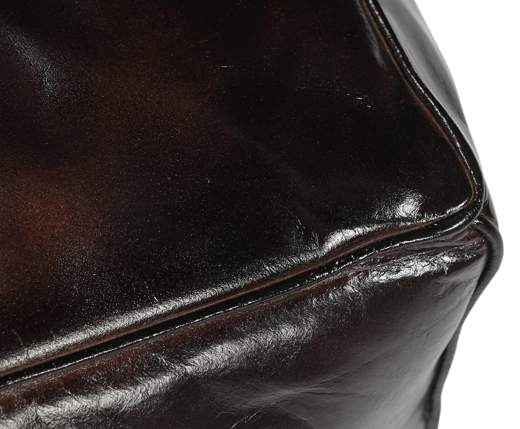 Square Chocolate Leather Ottoman