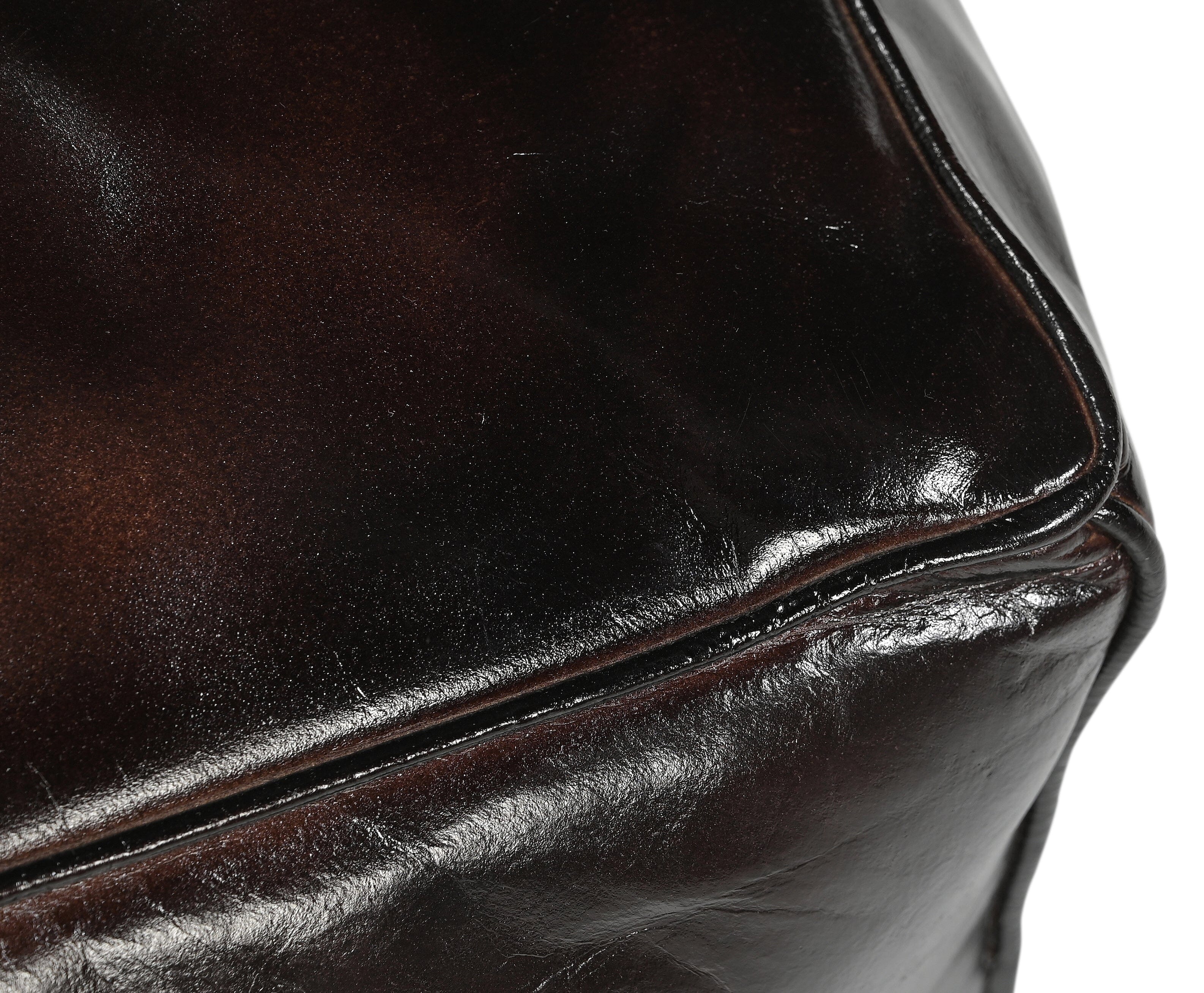 Square Chocolate Leather Ottoman