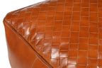 Caramel Square Latticed Leather Ottoman