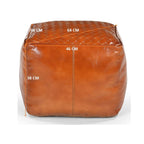 Caramel Square Latticed Leather Ottoman