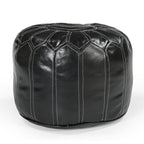 Black Moroccan Leather Ottoman - Sophisticated Style