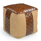 Genuine Leather & Canvas Artisan Ottoman