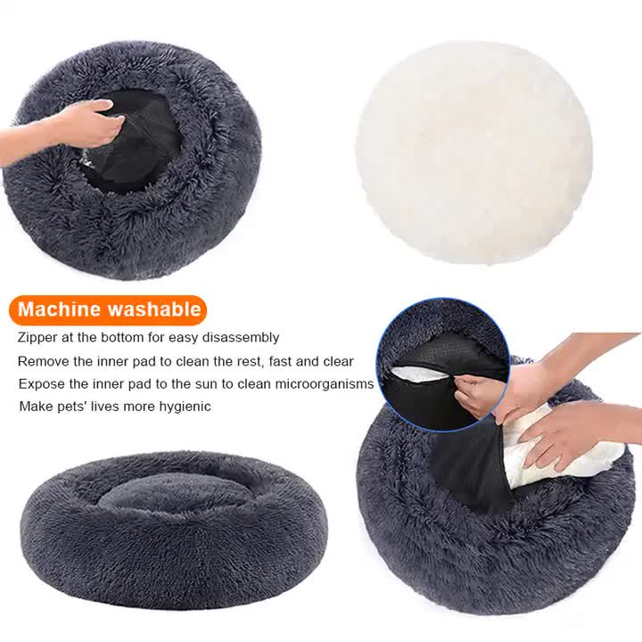 Calming Faux Fur Round Pet Bed