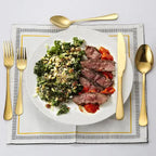 Gold 410 Stainless Steel Cutlery Set - Western Steak Knife, Fork & Spoon Set, 4 Set/20-Piece Dinnerware Set