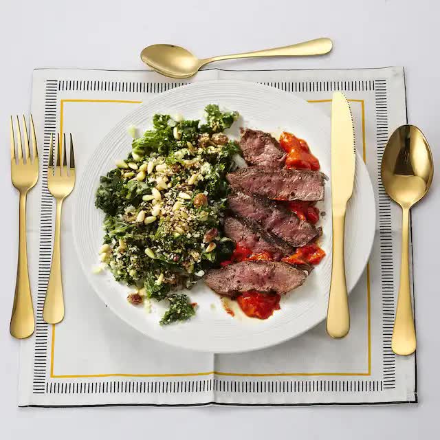 Gold 410 Stainless Steel Cutlery Set - Western Steak Knife, Fork & Spoon Set, 4 Set/20-Piece Dinnerware Set