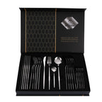 Silver Color Premium 24-Piece Stainless Steel Cutlery Set – Elegant Golden Steak Knife, Fork, and Spoon Set in Luxury Gift Box