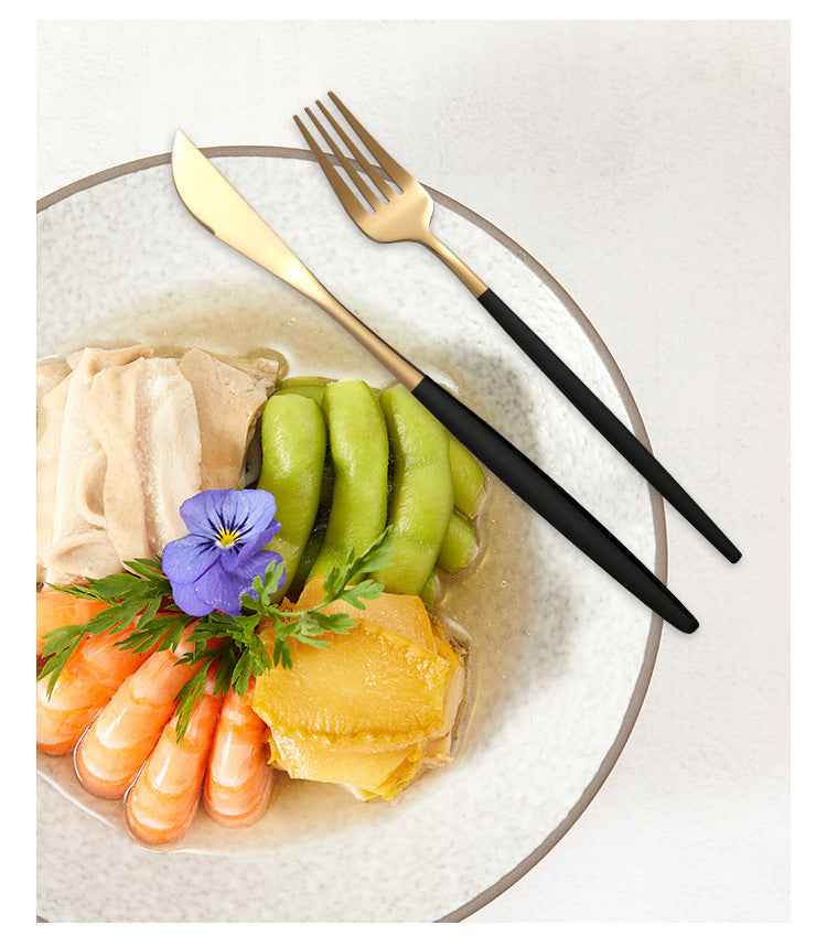 Black Gold Color Premium 24-Piece Cutlery Set - Luxury Gift Box