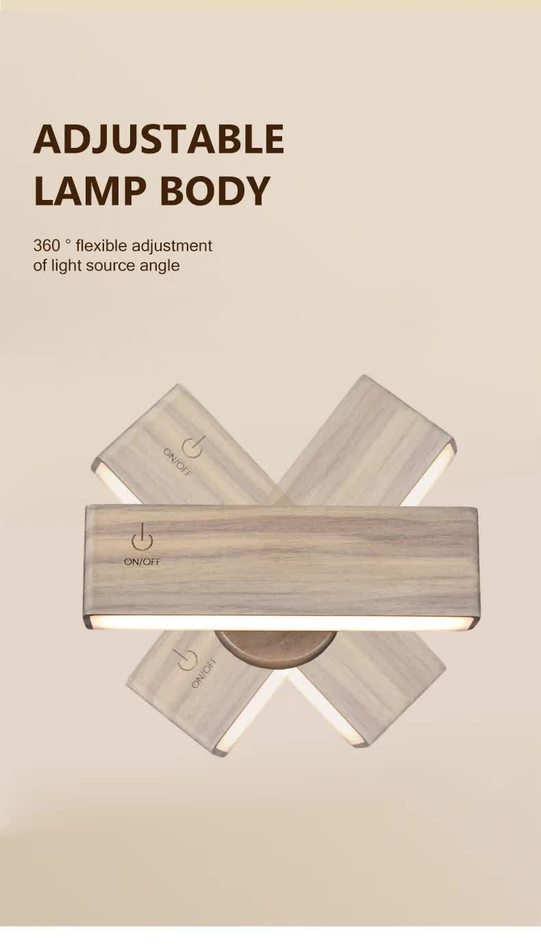 Minimalist Touch-Control Dimmable Wooden Wall Light