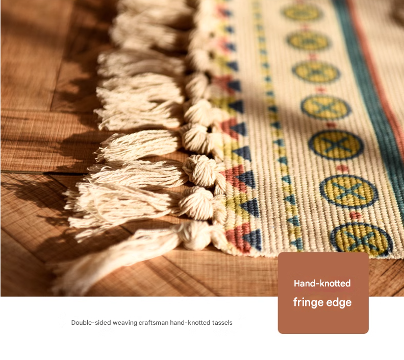 Handwoven Cotton Tassel Rug - 60x90cm