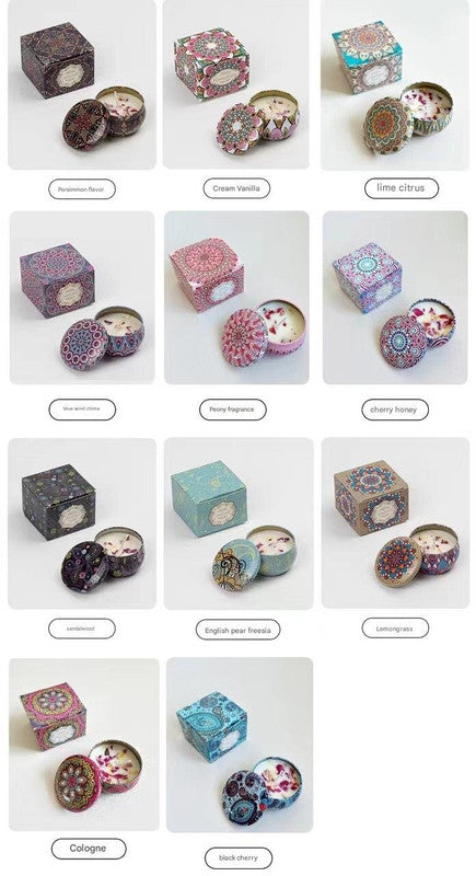 Small Scented Candle Set - 4 Soy Wax Candles, Travel Candle Set (Vanilla cream)