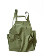 Blue Cotton Linen H-Back Apron - Solid Color Kitchen Cooking Apron with Pocket