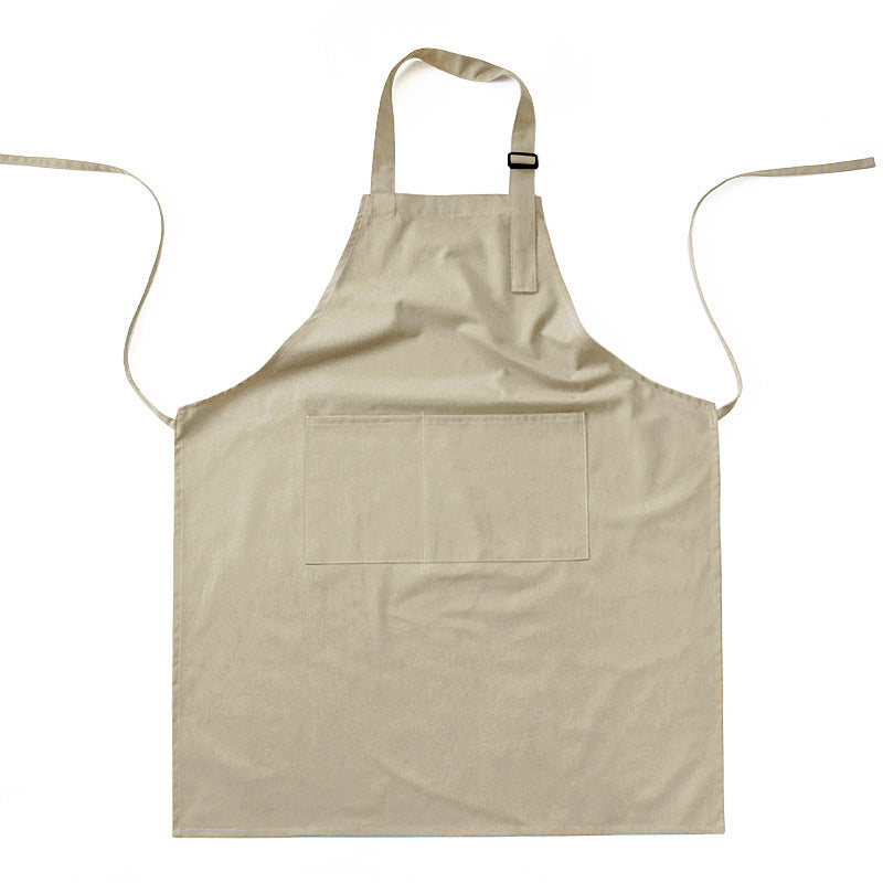 Khaki Waterproof & Oil-Proof Apron - Adjustable Kitchen Apron with Pockets
