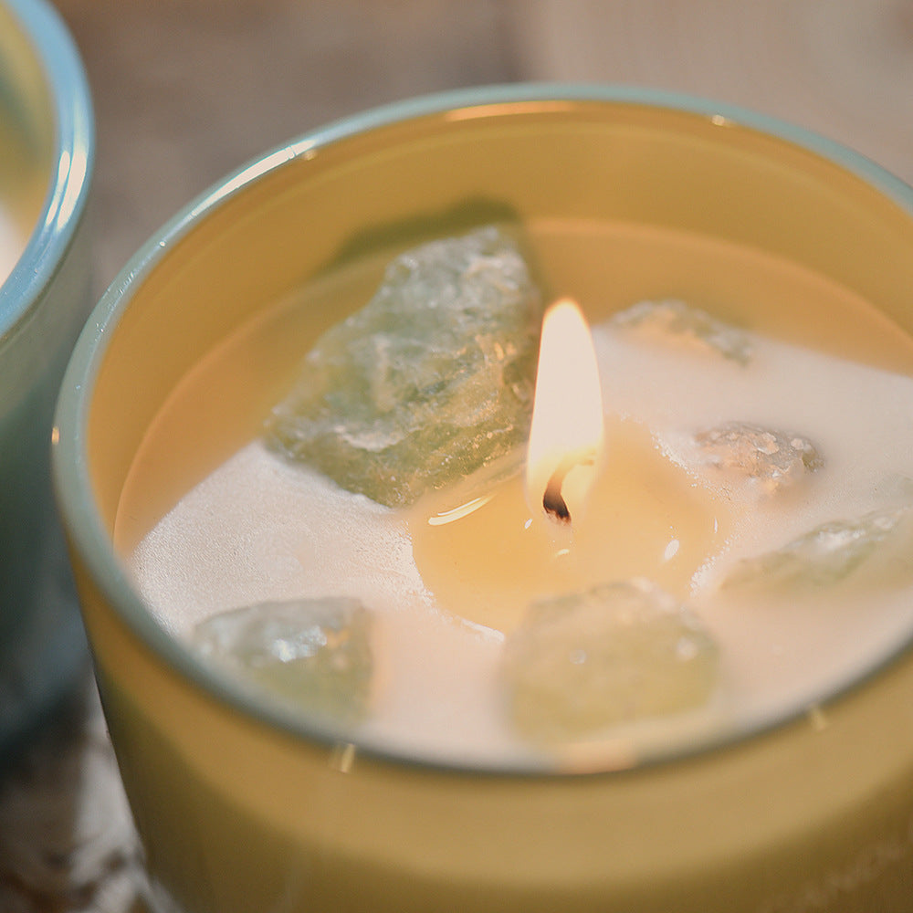 3 PCS (Freesia)Macaron Crystal Stone Scented Candle - Aromatherapy Gift