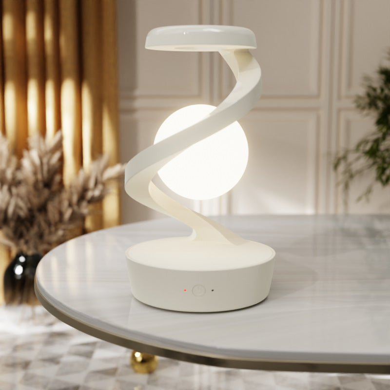 White Modern Levitating LED Desk Lamp - Spiral Design Atmosphere Light