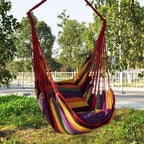 Colorful Striped Hammock Chair with Ropes and Storage Bag - Brown Stripes