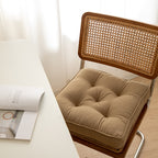 Soft And Thick Seat Cushion - Cotton Linen Blend Chair Pad with Ties for Chairs