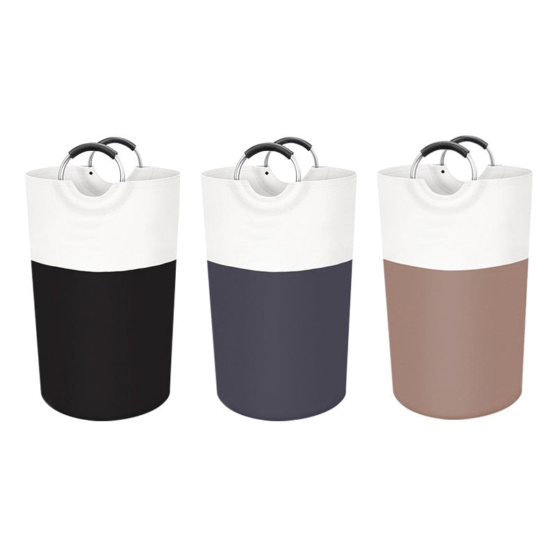 Grey and White Large 90L Freestanding Laundry Hamper - Collapsible Clothes Basket with Aluminum Soft-Grip Handles