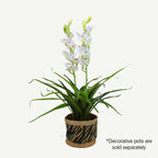 100cm Faux Artificial Home Decor Potted Cymbidium-Red/White - White