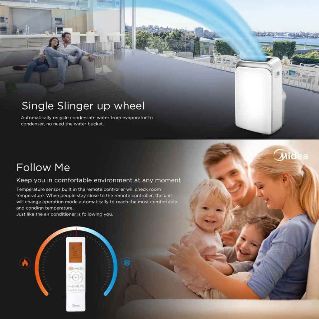 Midea 4.0KW 3-in-1 Portable Air Conditioner with Dehumidifier and Cooling Modes