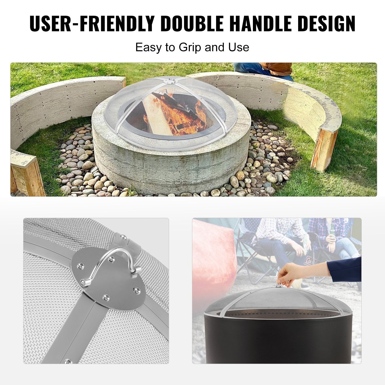 40-Inch Round Heavy-Duty Fire Pit Spark Screen