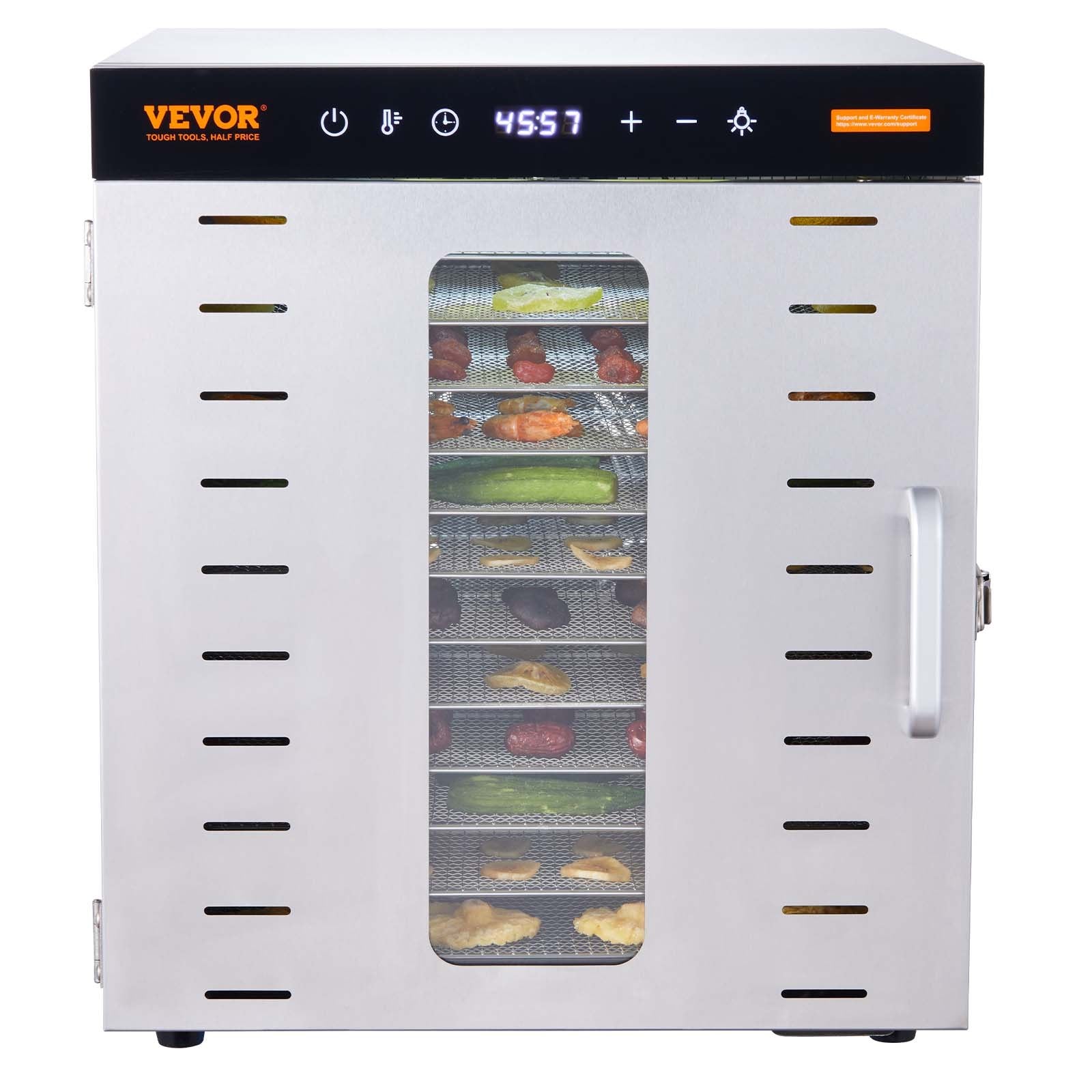 VEVOR 10 Trays Food Dehydrator Machine Stainless Steel 1000W Jerky Fruit Drying