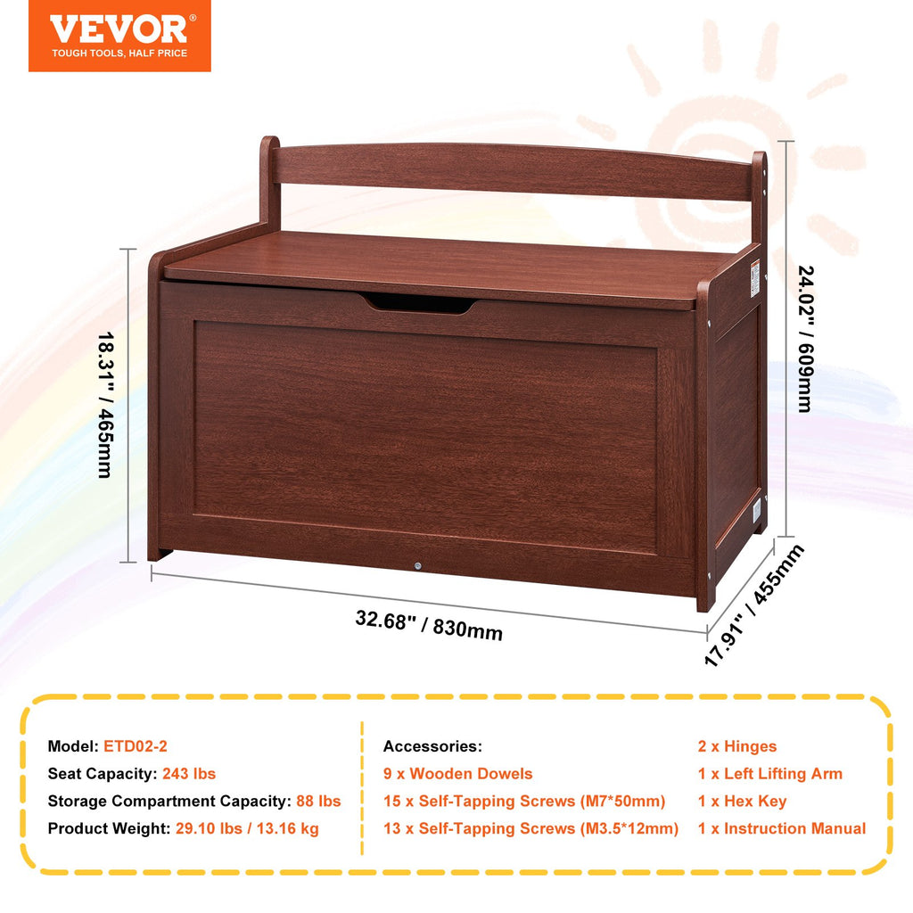 VEVOR Cherry Kids Toy Storage Bench