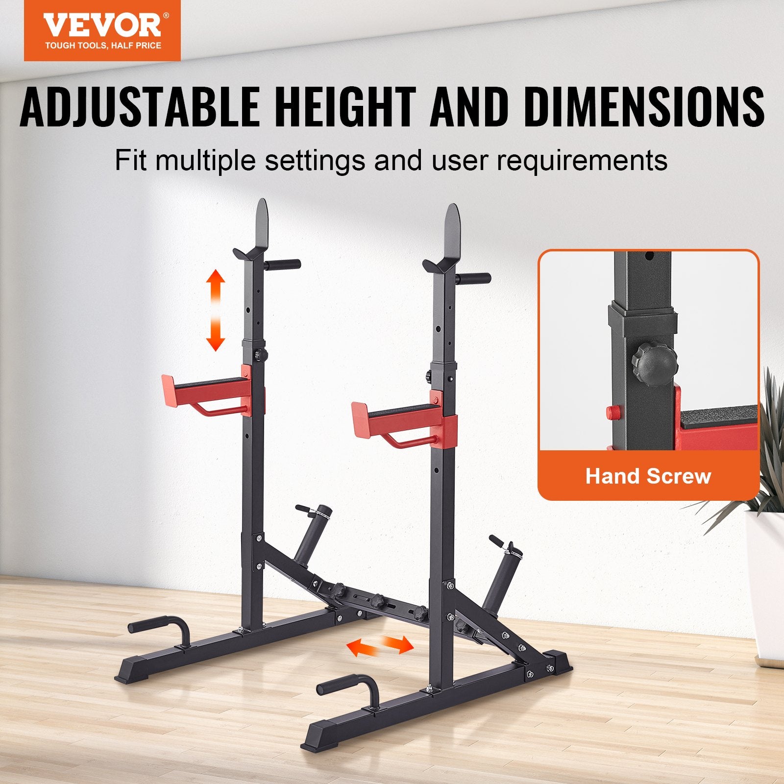 VEVOR Squat Power Rack Adjustable Heavy Duty Barbell Weight Bench Press Stand