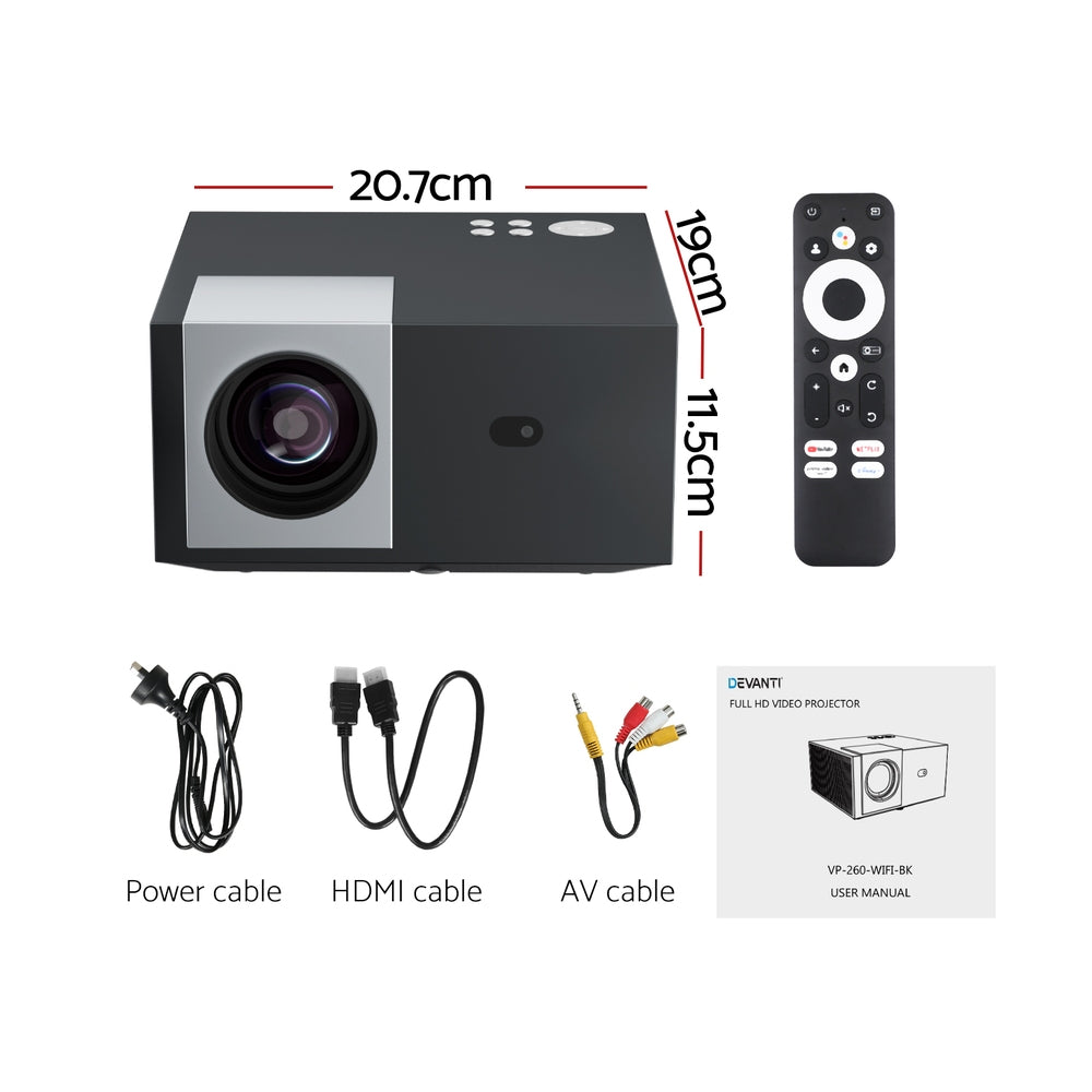 Devanti 4K 1080P Home Cinema Projector