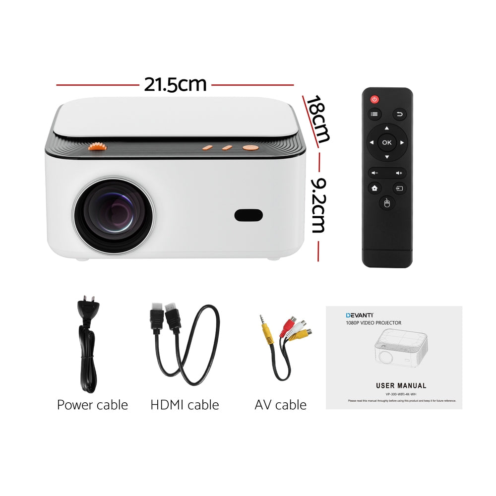 Devanti 4K 1080P Android WiFi Home Projector