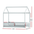 Artiss Bed Frame Wooden Kids House Frame Grey ROCK